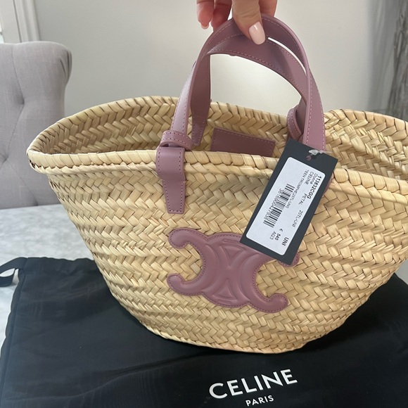 Celine Handbags - FIRM PRICE - NWT CELINE CLASSIC PANIER IN PALM LEAVES AND CALFSKIN IN PETAL
